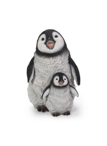 Vivid Arts Penguin Mother & Baby Playful Garden Ornament - 28cm Indoor or Outdoor