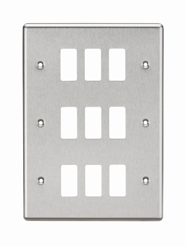 Knightsbridge 9G Grid Faceplate - Rounded Edge Brushed Chrome - (GDCL9BC)