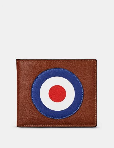 Men's Mod Red White Blue Leather Wallet - Brown - Yoshi