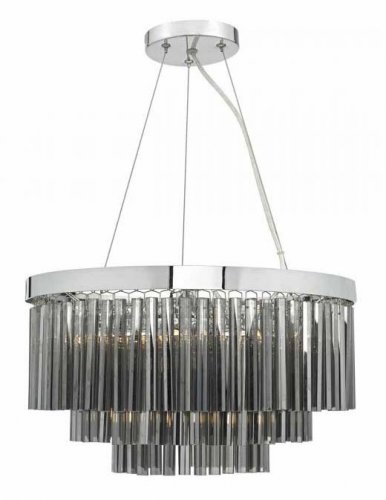 Dar Giovana 5 Light 3 Tier Pendant Polished Chrome/ Smoked