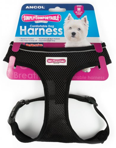 Ancol Simply Comfortable Mesh Dog Harness Black Medium