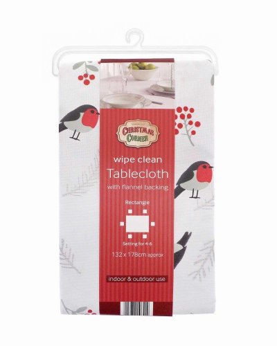 Christmas Robin Rectangle Tablecloth - 132cm x 178cm