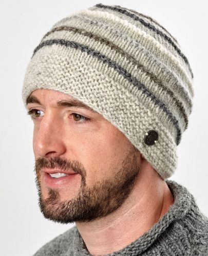 Pure Wool Natural ridge beanie - pale grey