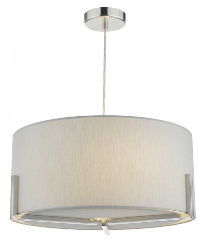 Dar Santino Pendant Satin Chrome with Grey Faux Silk Shade