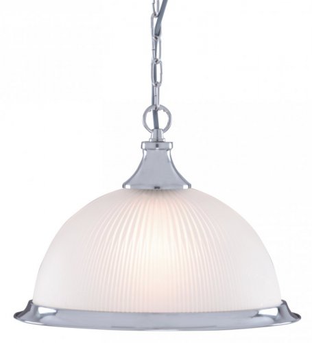 Searchlight American Diner Pendant, Satin Silver, Acid Glass