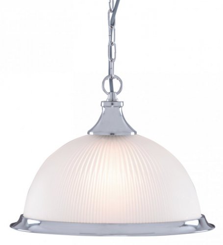 Searchlight American Diner - 1Lt Pendant, Satin Silver, Acid Glass