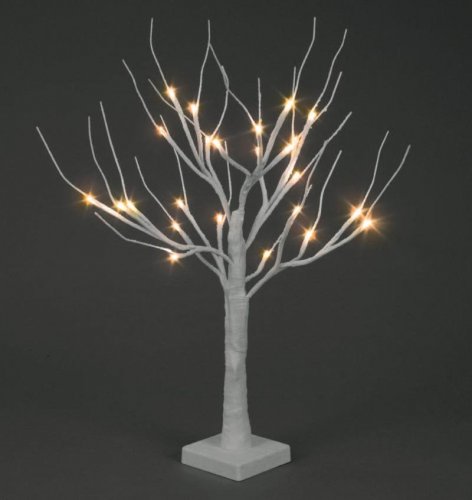 SnowTime White Snowy Twig Tree With Warm White LEDs - 60cm