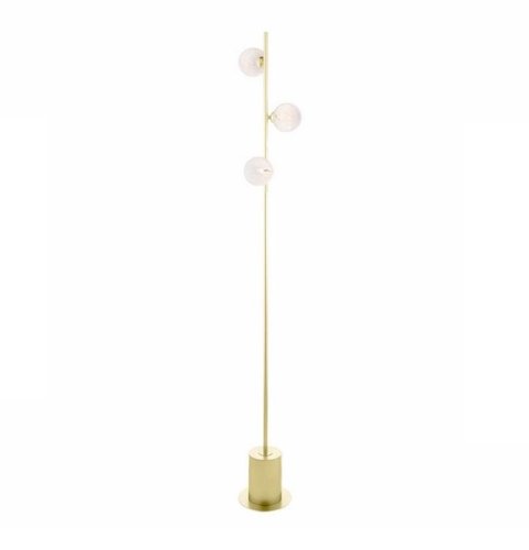 Dar Spiral 3 Light Floor Lamp Matt Gold with White Confetti Glass