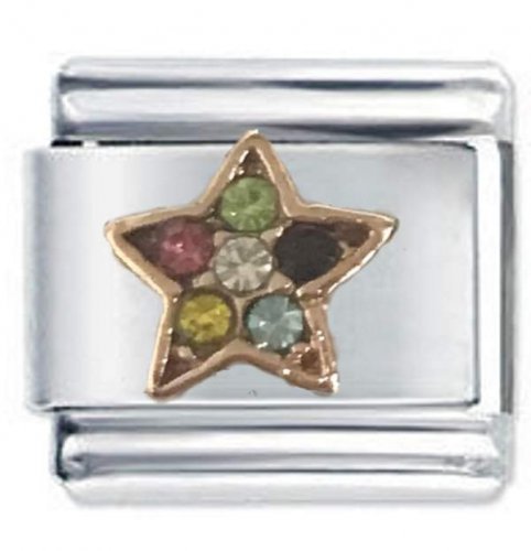 Rose Gold Multi Gem Star Italian Charm