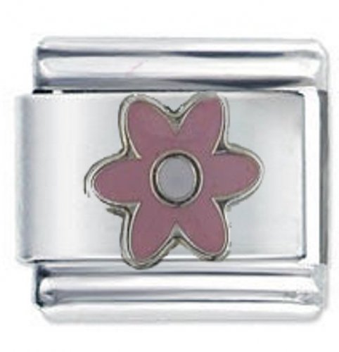 Pink Daisy Flower Enamel  Italian Charm
