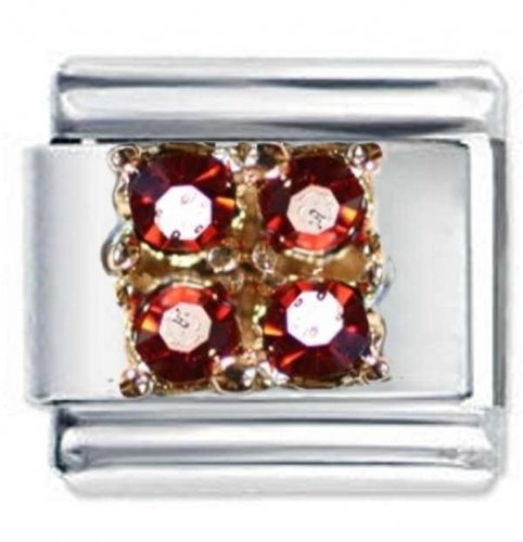 January Birthstone 4 Gem Square Italian Charm