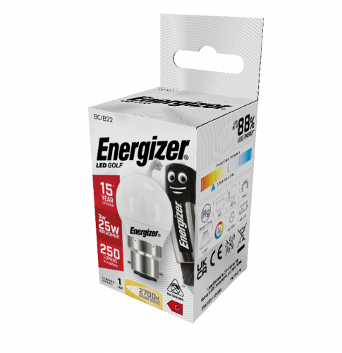 Energizer 3W LED Golfball BC Warm White 2700K (S8834)