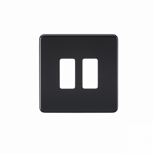 Knightsbridge Screwless 2G grid faceplate - matt black - (GDSF002MB)