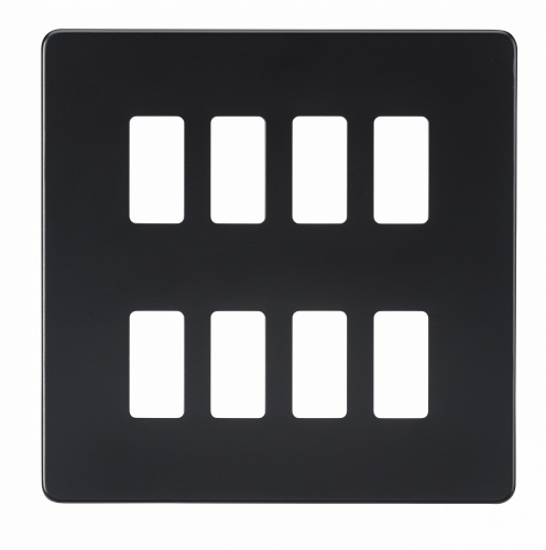 Knightsbridge Screwless 8G grid faceplate - matt black (GDSF008MB)