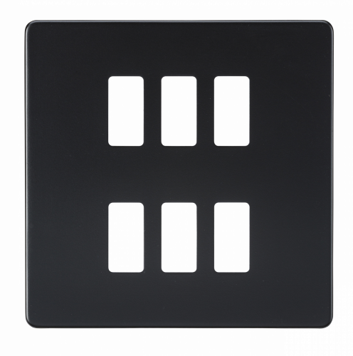 Knightsbridge Screwless 6G grid faceplate - matt black (GDSF006MB)