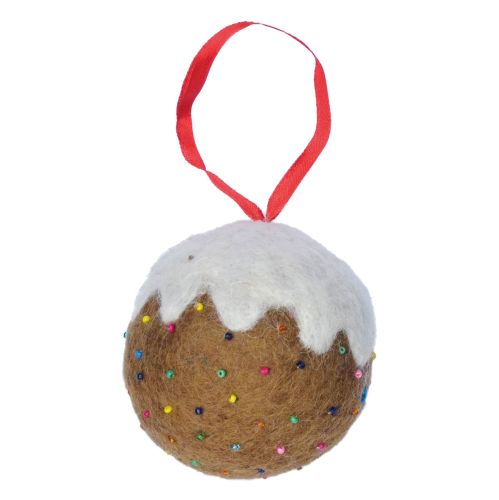 Handmade Christmas - Wool Felt Hanging Decoration - Christmas Pudding
