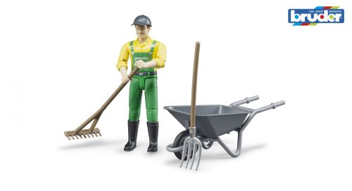 Farmer Figure Play Set & Accessories - Bruder 62610