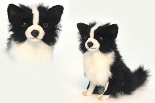 Soft Toy Dog, Black & White Chihuahua by Hansa (23cm.H) 6504