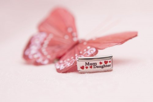 Mum & Daughter with Red Heart Superlink Colorev Italian Charm - Compatible with all 9mm Italian Style Charm Bracelets