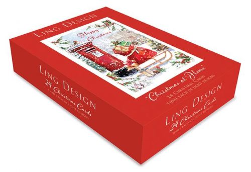 Boxed Christmas Cards - 24 Cards 8 Designs - Postbox Xmas at Home - Ling Design
