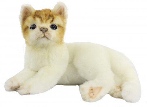 Soft Toy White & Ginger Kitten by Hansa  (20cm.L) 7979