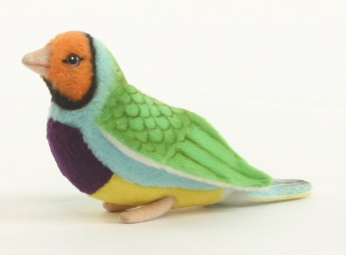 Soft Toy Bird, Orange Headed Gouldian Finch by Hansa (11cm.L) 5693