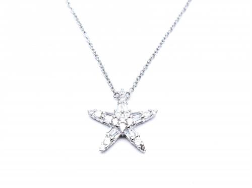 Silver CZ Star Pendant & Chain