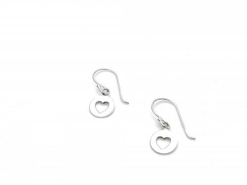 Silver Cut Out Heart Drop Earrings