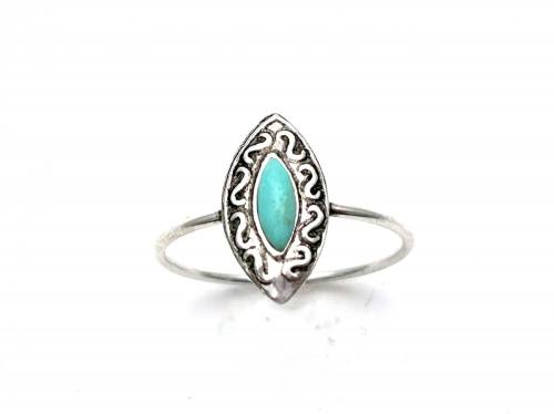 Silver Marquise Turquoise Ring