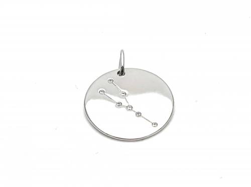 Silver Rhodium Plated Taurus Constellation Pendant