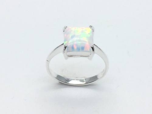 Silver & Created Opal Ring