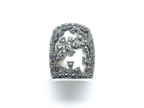 Silver Mother of Pearl and Marcasite Ring