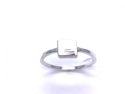 Silver Flat Square Head Ring