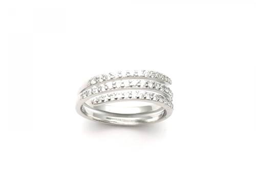 Silver CZ 3 Band Ring