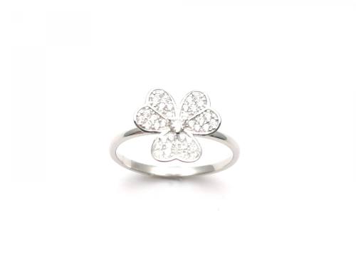 Silver CZ Shamrock Ring