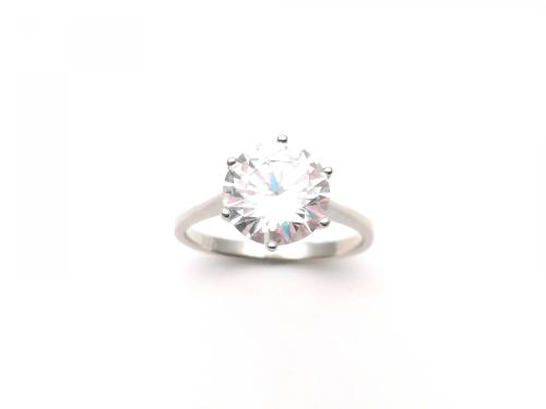 Silver CZ Solitaire Ring M