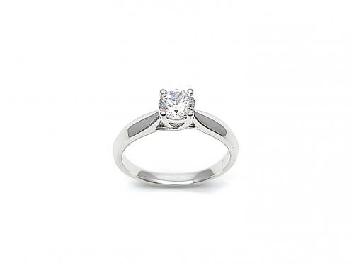 Silver Cubic Zirconia Solitaire Ring