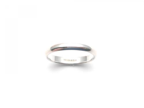 Silver D Shaped Wedding Band 3mm