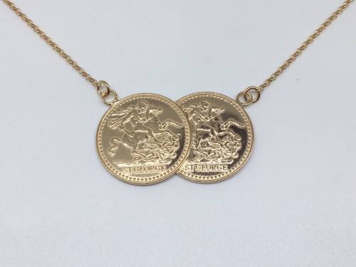 Sterling Silver Rose Gold Plated Coin Necklet