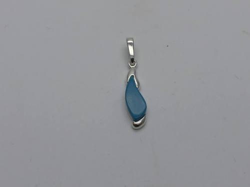 Silver Reconstituted Turquoise Shaped Pendant