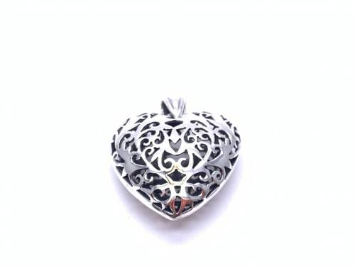 Silver Filagree Heart Pendant