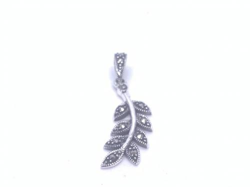 Silver & Marcasite Leaf Pendant