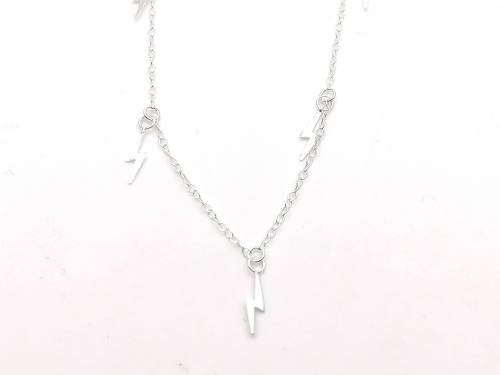 Silver Lightning Bolt Pendant Choker Necket