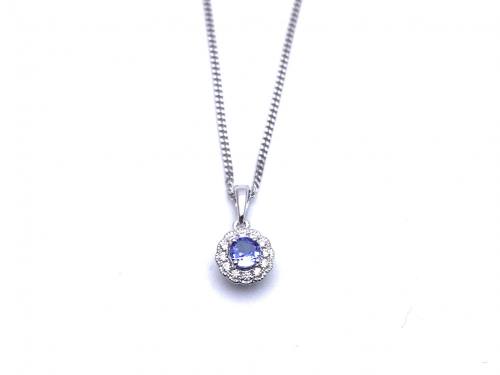 Silver Tanzanite & CZ Pendant & Chain