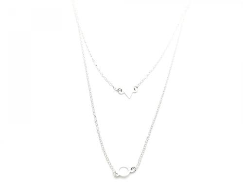 Silver Double Triangle and Circle Necklet