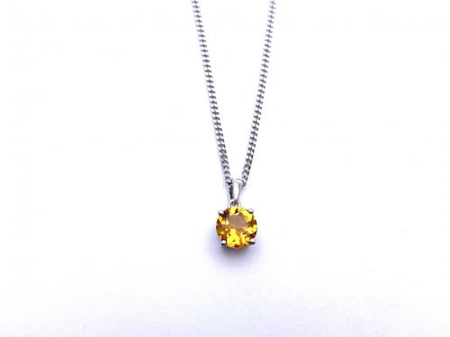 Silver Citrine Pendant and Chain