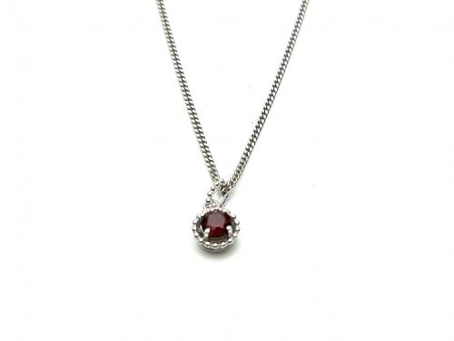 Silver Garnet Pendant and Chain