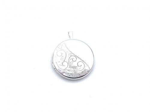 Silver Round Half Engraved Locket