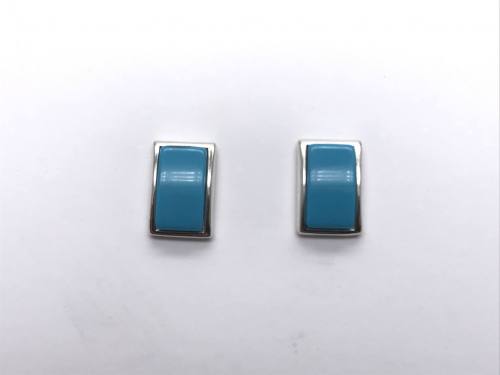 Silver Reconstituted Turquoise Stud Earrings
