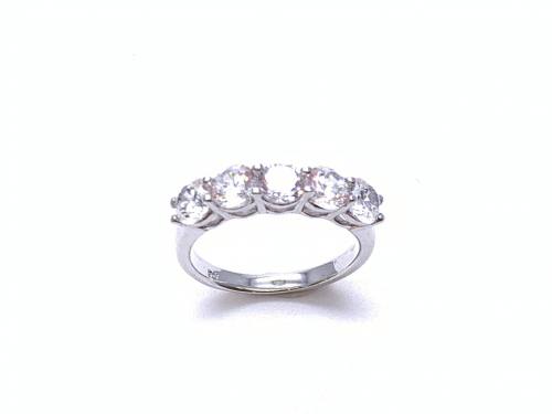 Silver CZ 5 Stone Ring